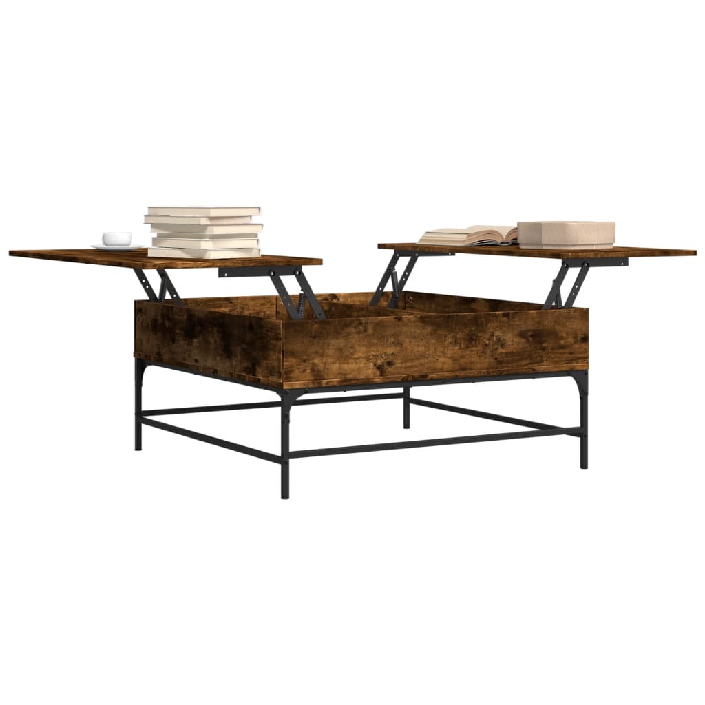 vidaXL Măsuță de cafea stejar fumuriu 95x95x45 cm lemn prelucrat/metal vidaXL Măsuță de cafea stejar fumuriu 95x95x45 cm lemn prelucrat/metal