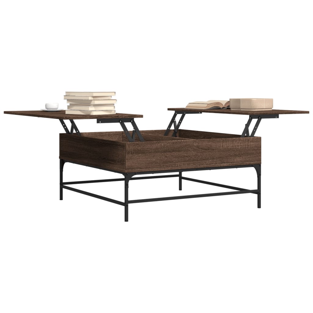vidaXL Măsuță de cafea, stejar maro, 95x95x45 cm, lemn prelucrat/metal vidaXL Măsuță de cafea, stejar maro, 95x95x45 cm, lemn prelucrat/metal