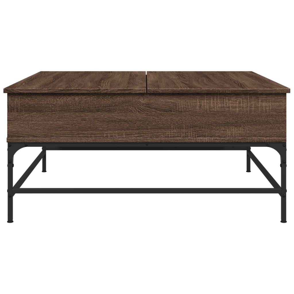 vidaXL Măsuță de cafea, stejar maro, 95x95x45 cm, lemn prelucrat/metal vidaXL Măsuță de cafea, stejar maro, 95x95x45 cm, lemn prelucrat/metal