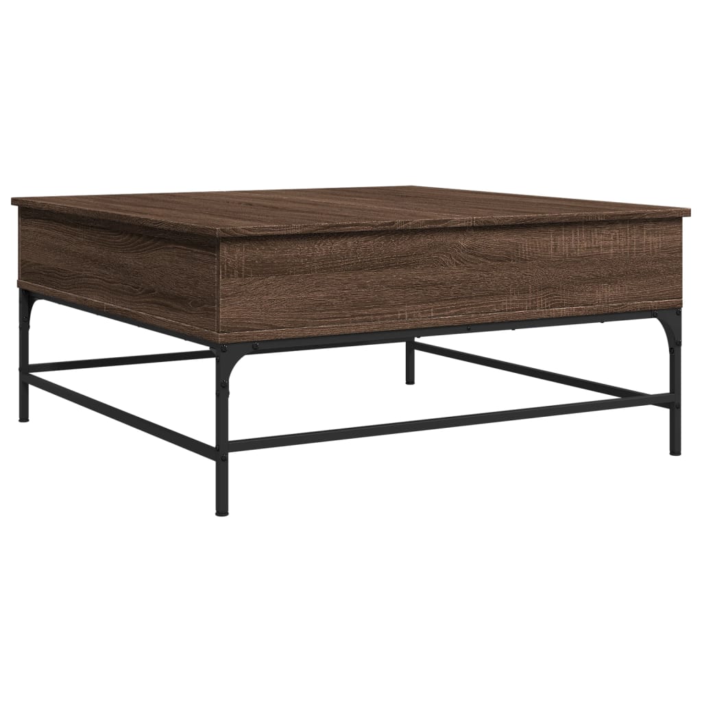 vidaXL Măsuță de cafea, stejar maro, 95x95x45 cm, lemn prelucrat/metal vidaXL Măsuță de cafea, stejar maro, 95x95x45 cm, lemn prelucrat/metal