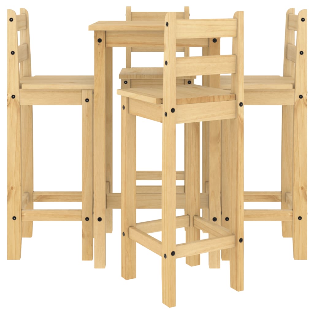 vidaXL Set mobilier de bar, 5 piese, lemn masiv de pin vidaXL Set mobilier de bar, 5 piese, lemn masiv de pin