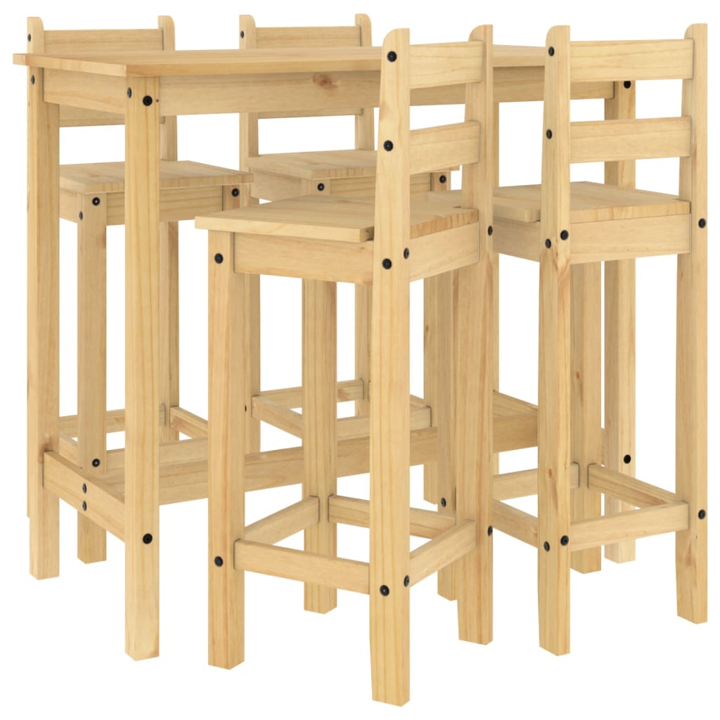 vidaXL Set mobilier de bar, 5 piese, lemn masiv de pin