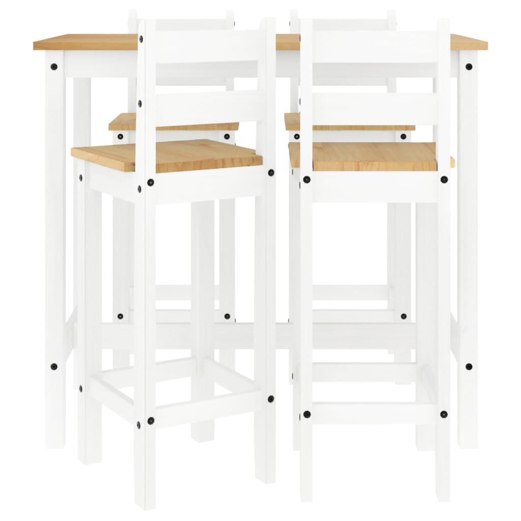 vidaXL Set mobilier de bar, 5 piese, alb, lemn masiv de pin vidaXL Set mobilier de bar, 5 piese, alb, lemn masiv de pin