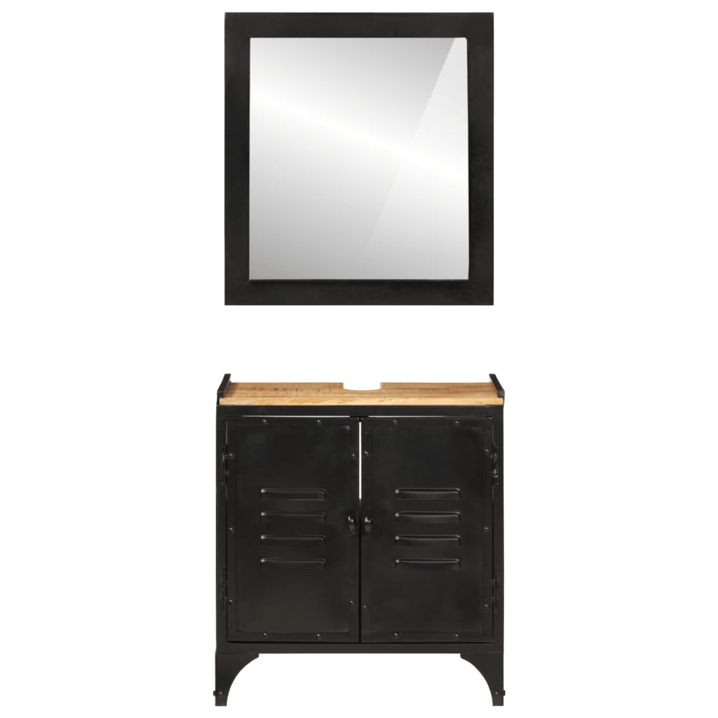 vidaXL Set mobilier de baie, 2 piese, fier și lemn masiv de mango vidaXL Set mobilier de baie, 2 piese, fier și lemn masiv de mango