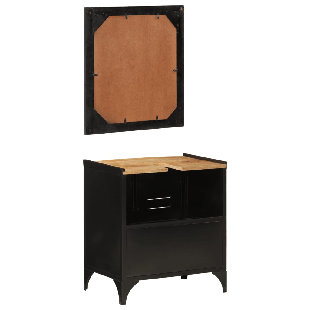 vidaXL Set mobilier de baie, 2 piese, fier și lemn masiv de mango vidaXL Set mobilier de baie, 2 piese, fier și lemn masiv de mango