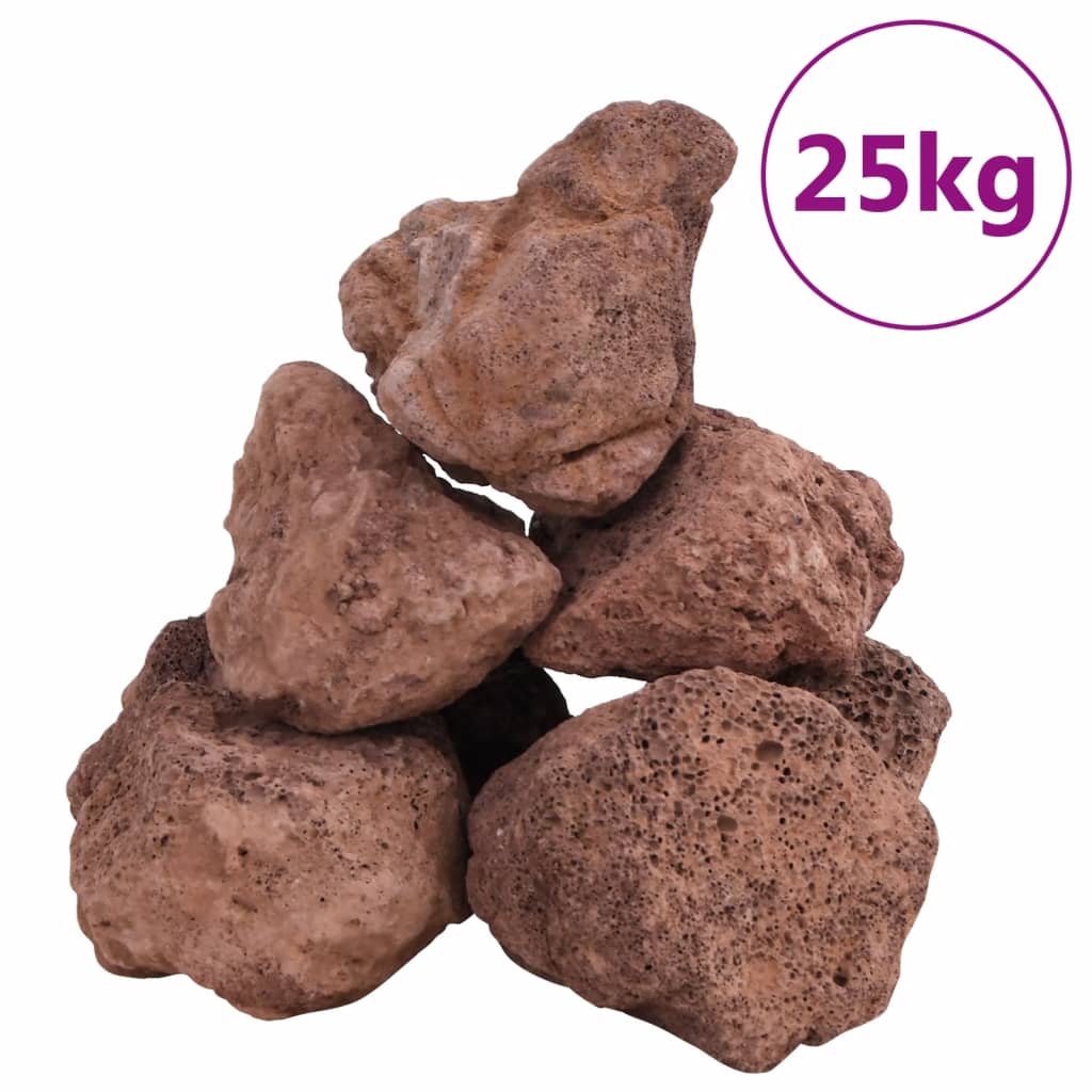 vidaXL Roci vulcanice, 25 kg, roșu, 10-30 cm