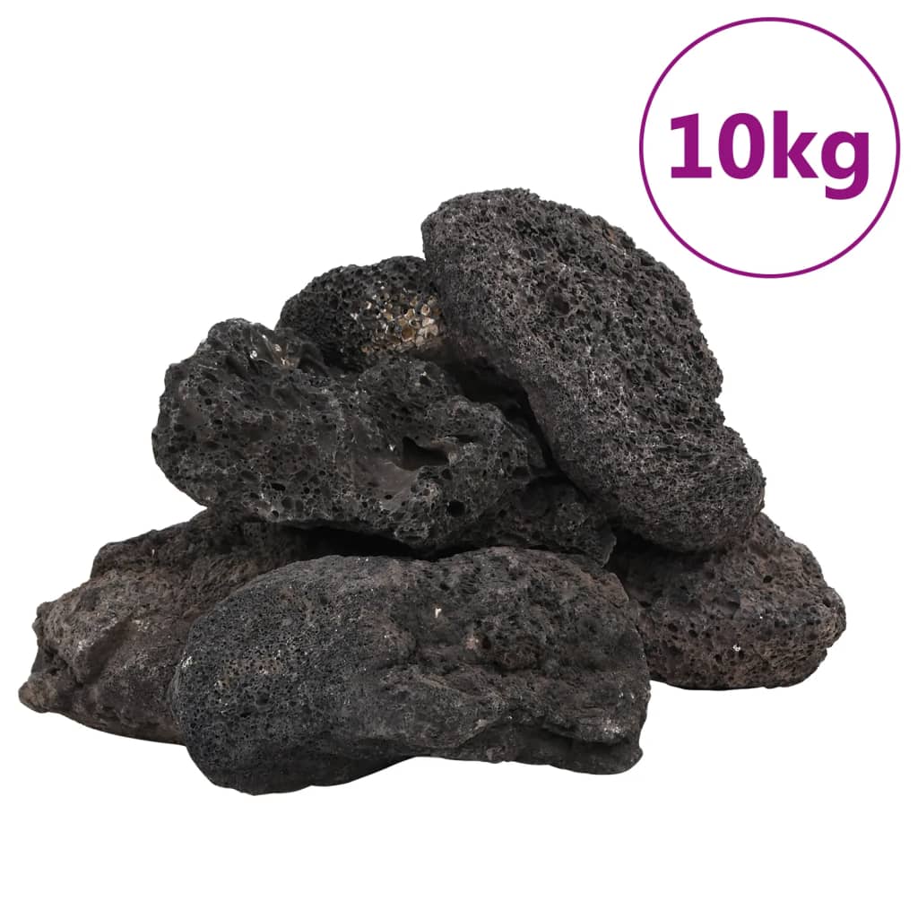 vidaXL Roci vulcanice, 10 kg, negru, 10-30 cm