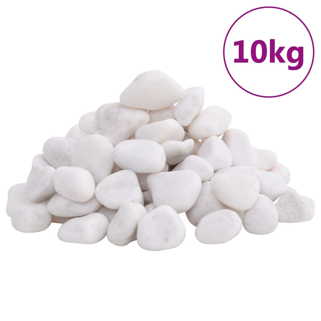 vidaXL Pietricele lustruite, 10 kg, alb, 2-5 cm