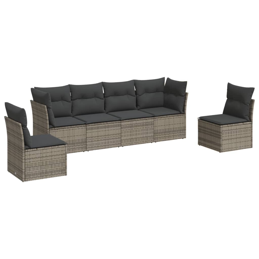 vidaXL Set mobilier grădină cu perne, 6 piese, gri, poliratan vidaXL Set mobilier grădină cu perne, 6 piese, gri, poliratan