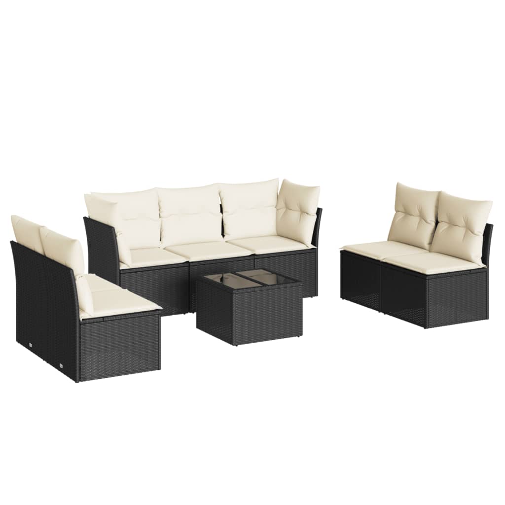 vidaXL Set mobilier de grădină cu perne, 8 piese, negru, poliratan vidaXL Set mobilier de grădină cu perne, 8 piese, negru, poliratan