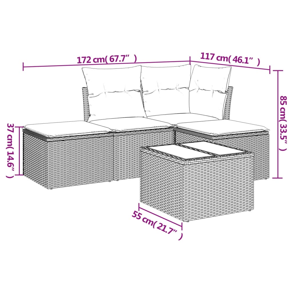 vidaXL Set canapele de grădină cu perne, 5 piese, bej, poliratan vidaXL Set canapele de grădină cu perne, 5 piese, bej, poliratan