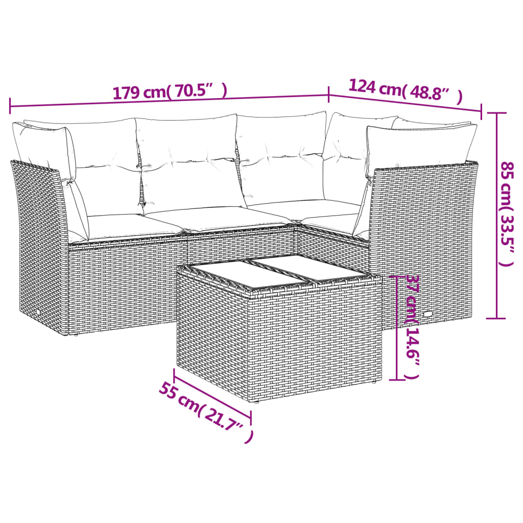 vidaXL Set canapele de grădină cu perne, 5 piese, bej, poliratan vidaXL Set canapele de grădină cu perne, 5 piese, bej, poliratan