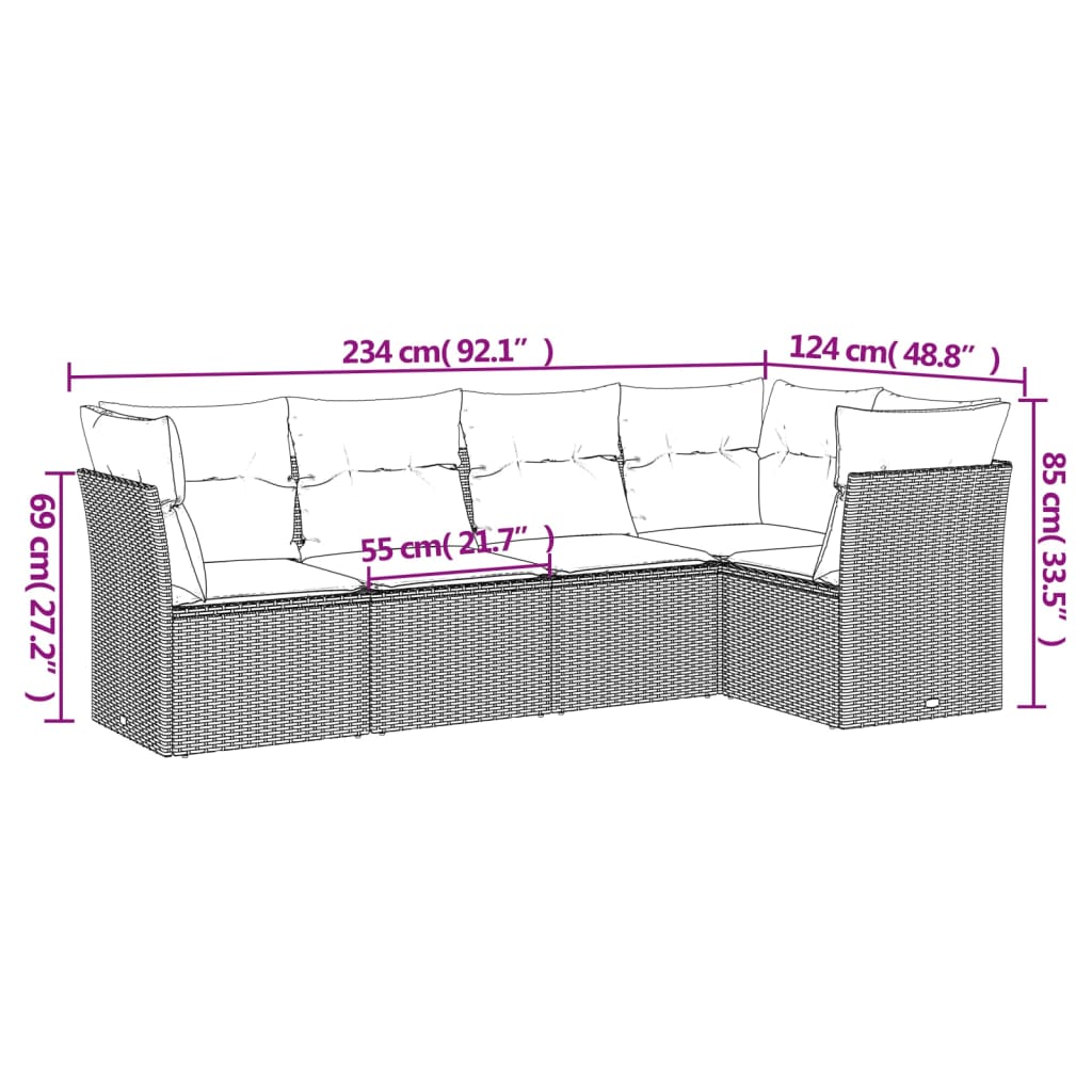 vidaXL Set canapele de grădină cu perne, 5 piese, bej, poliratan vidaXL Set canapele de grădină cu perne, 5 piese, bej, poliratan