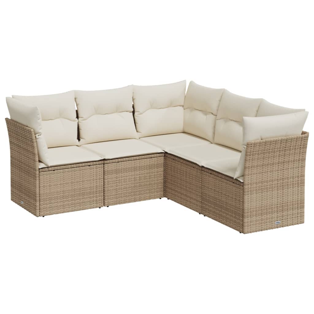 vidaXL Set canapele de grădină cu perne, 5 piese, bej, poliratan