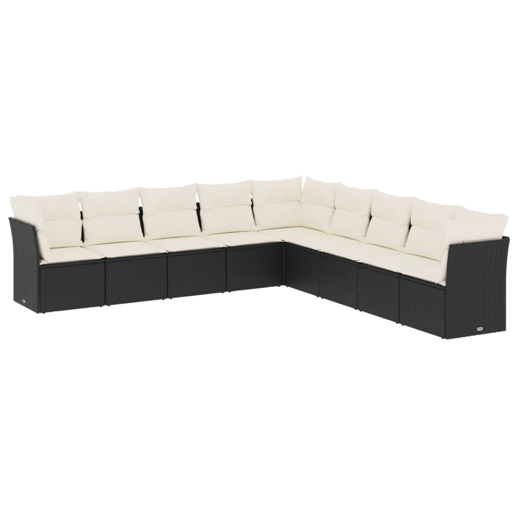 vidaXL Set mobilier de grădină cu perne, 9 piese, negru, poliratan vidaXL Set mobilier de grădină cu perne, 9 piese, negru, poliratan