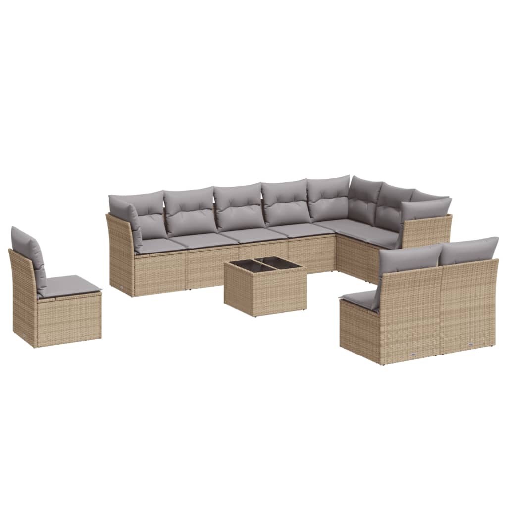 vidaXL Set canapele de grădină cu perne, 11 piese, bej, poliratan vidaXL Set canapele de grădină cu perne, 11 piese, bej, poliratan