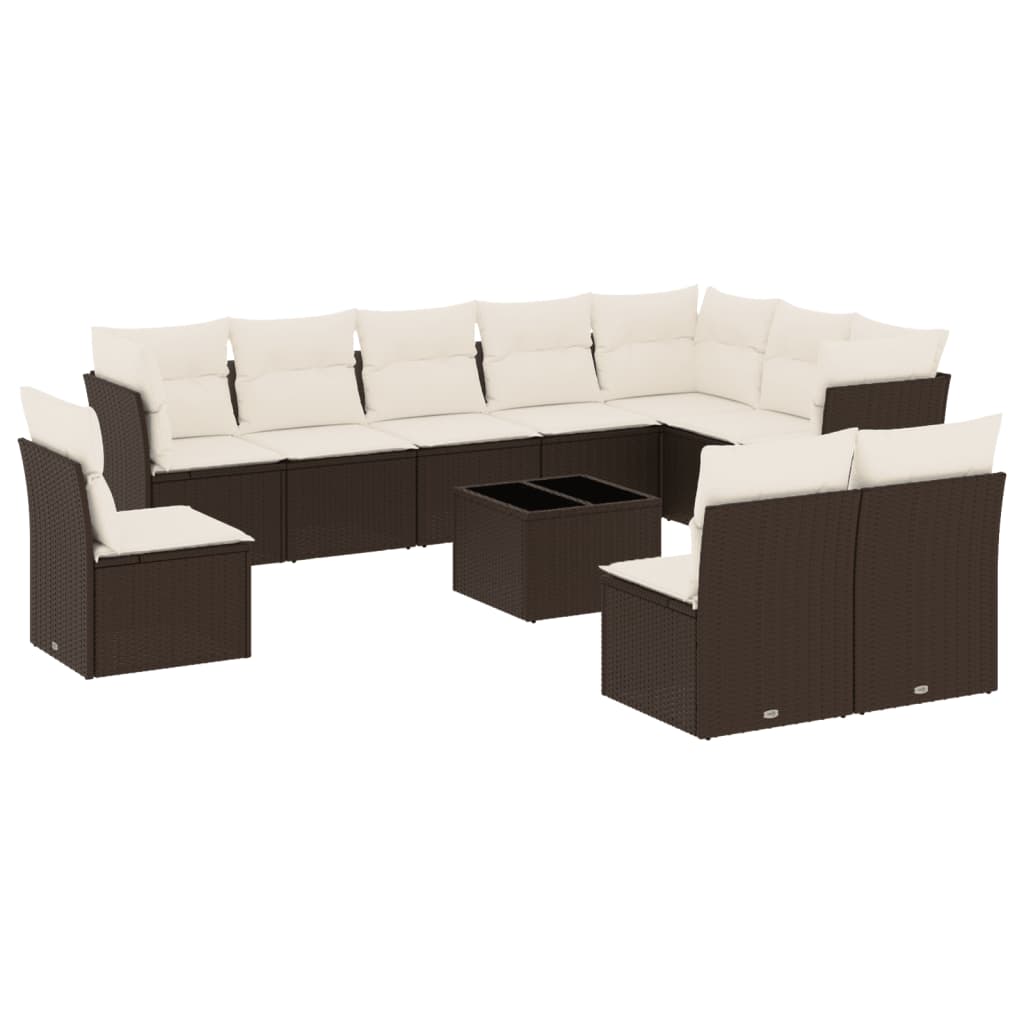 vidaXL Set canapele de grădină cu perne, 11 piese, maro, poliratan vidaXL Set canapele de grădină cu perne, 11 piese, maro, poliratan