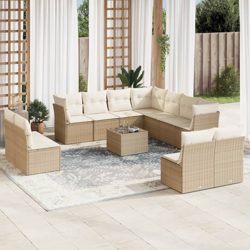 vidaXL Set canapele de grădină cu perne, 12 piese, bej, poliratan vidaXL Set canapele de grădină cu perne, 12 piese, bej, poliratan