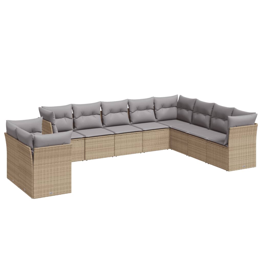 vidaXL Set canapele de grădină cu perne, 10 piese, bej, poliratan