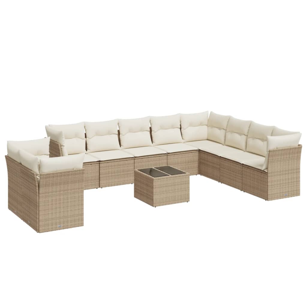 vidaXL Set canapele de grădină cu perne, 11 piese, bej, poliratan vidaXL Set canapele de grădină cu perne, 11 piese, bej, poliratan