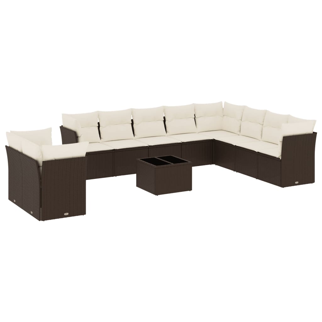 vidaXL Set canapele de grădină cu perne, 11 piese, maro, poliratan vidaXL Set canapele de grădină cu perne, 11 piese, maro, poliratan