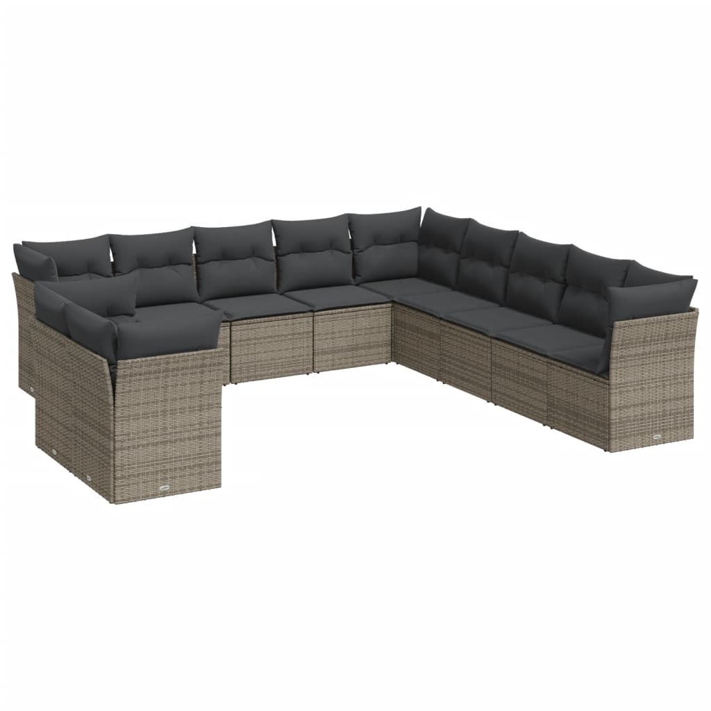 vidaXL Set canapele de grădină cu perne, 11 piese, gri, poliratan vidaXL Set canapele de grădină cu perne, 11 piese, gri, poliratan