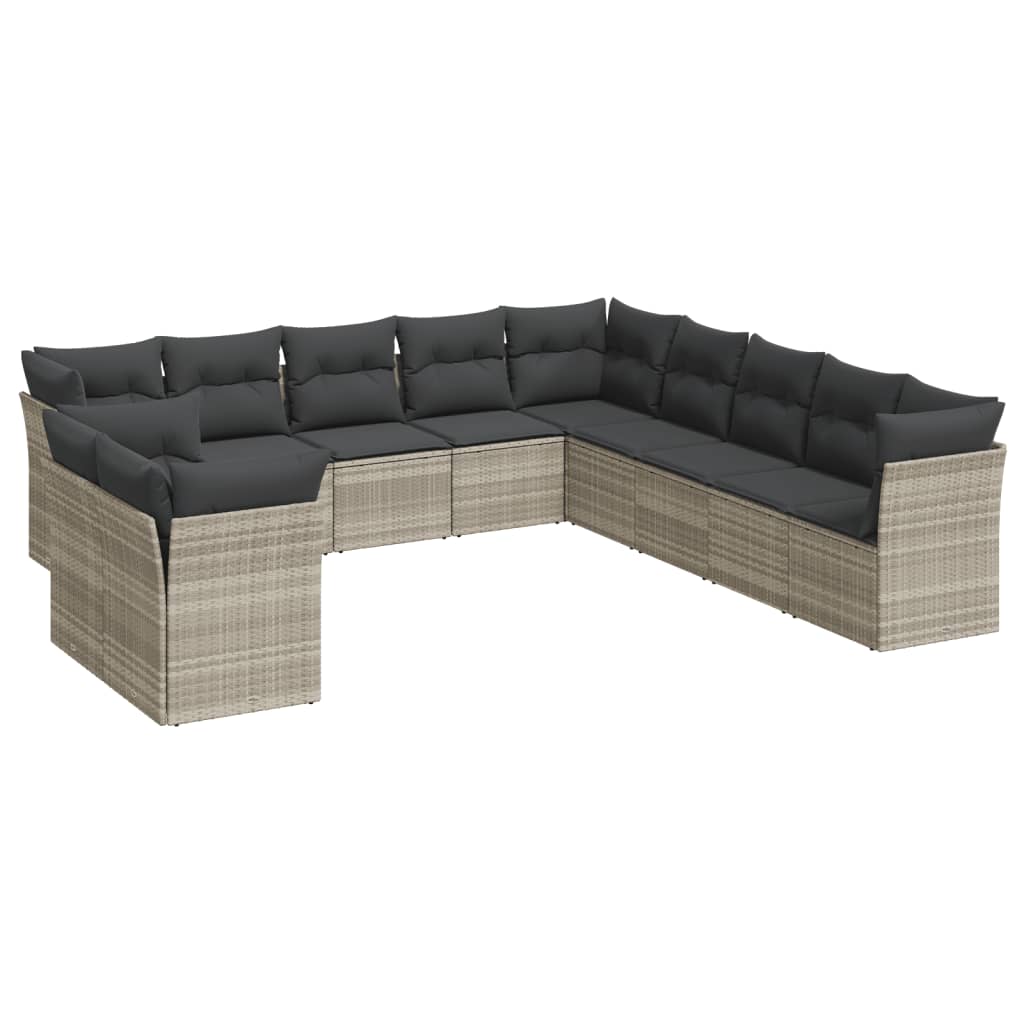 vidaXL Set canapele de grădină cu perne, 11 piese, gri, poliratan vidaXL Set canapele de grădină cu perne, 11 piese, gri, poliratan