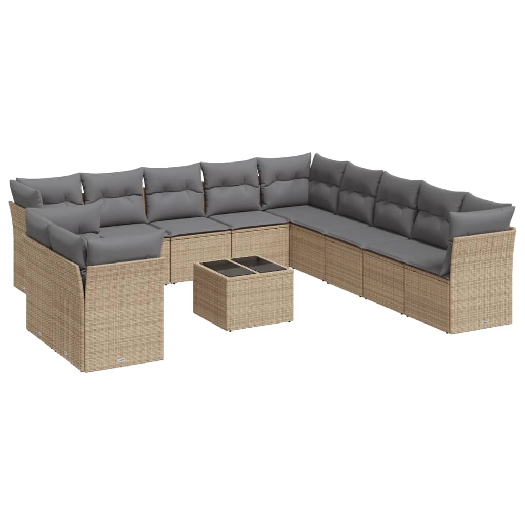 vidaXL Set canapele de grădină cu perne, 12 piese, bej, poliratan vidaXL Set canapele de grădină cu perne, 12 piese, bej, poliratan