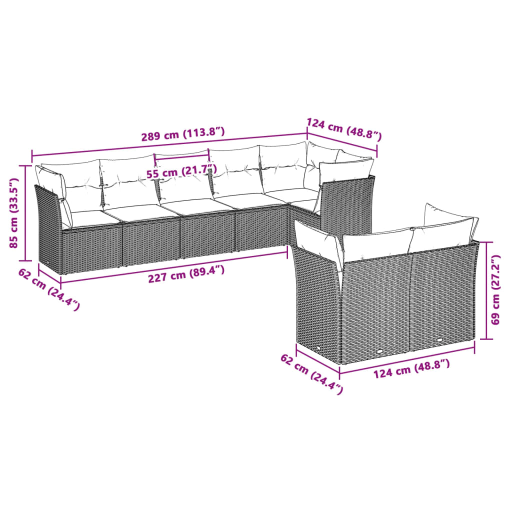 vidaXL Set mobilier de grădină cu perne, 8 piese gri deschis poliratan vidaXL Set mobilier de grădină cu perne, 8 piese gri deschis poliratan