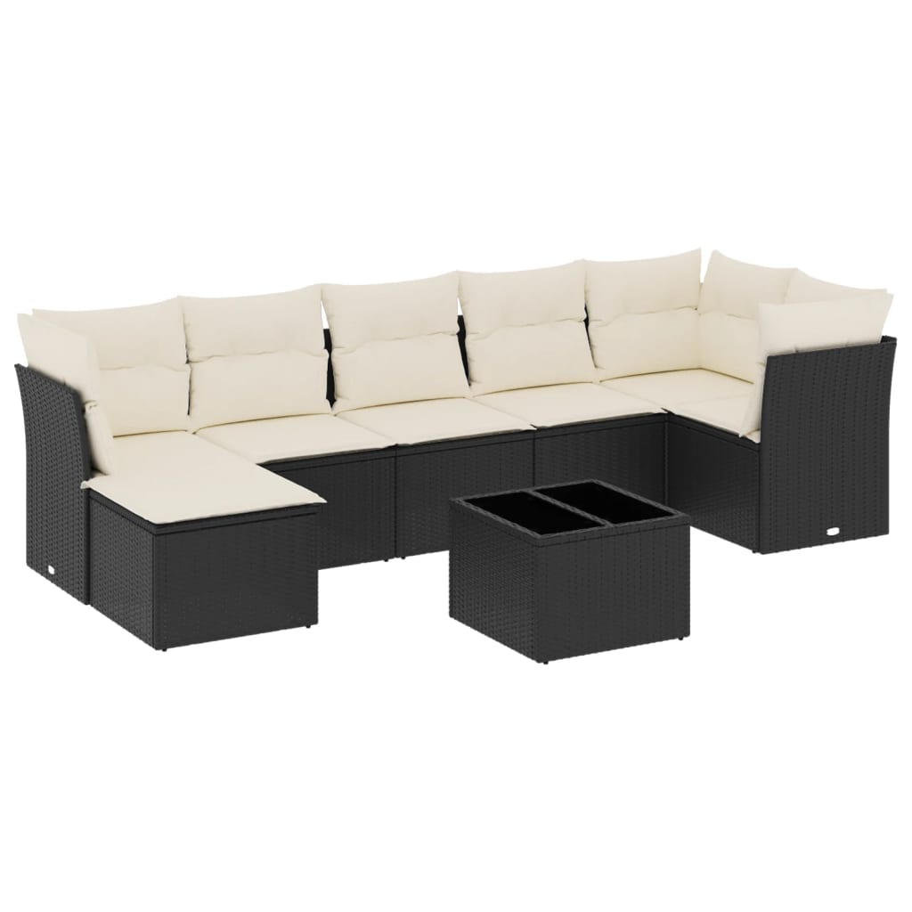 vidaXL Set mobilier de grădină cu perne, 8 piese, negru, poliratan vidaXL Set mobilier de grădină cu perne, 8 piese, negru, poliratan