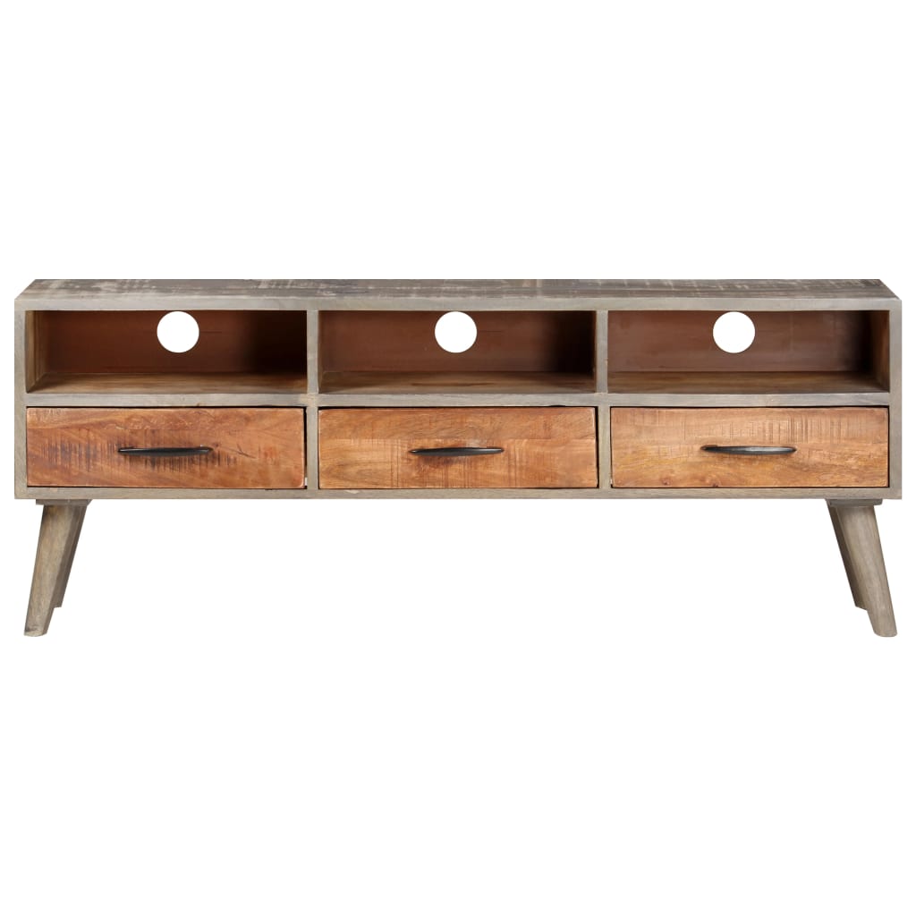 vidaXL Comodă TV, gri, 130x35x51 cm, lemn masiv de mango nefinisat vidaXL Comodă TV, gri, 130x35x51 cm, lemn masiv de mango nefinisat