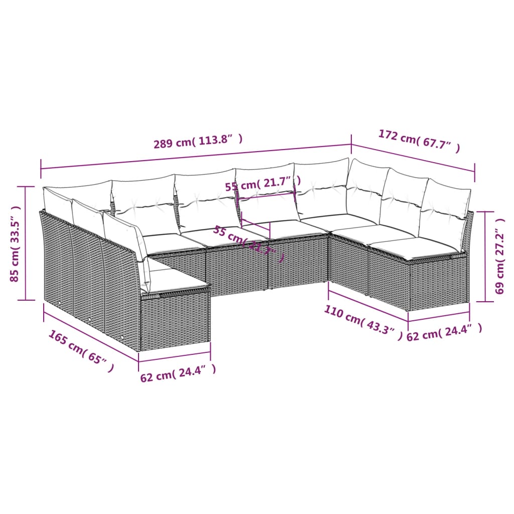 vidaXL Set mobilier de grădină cu perne, 9 piese, negru, poliratan vidaXL Set mobilier de grădină cu perne, 9 piese, negru, poliratan