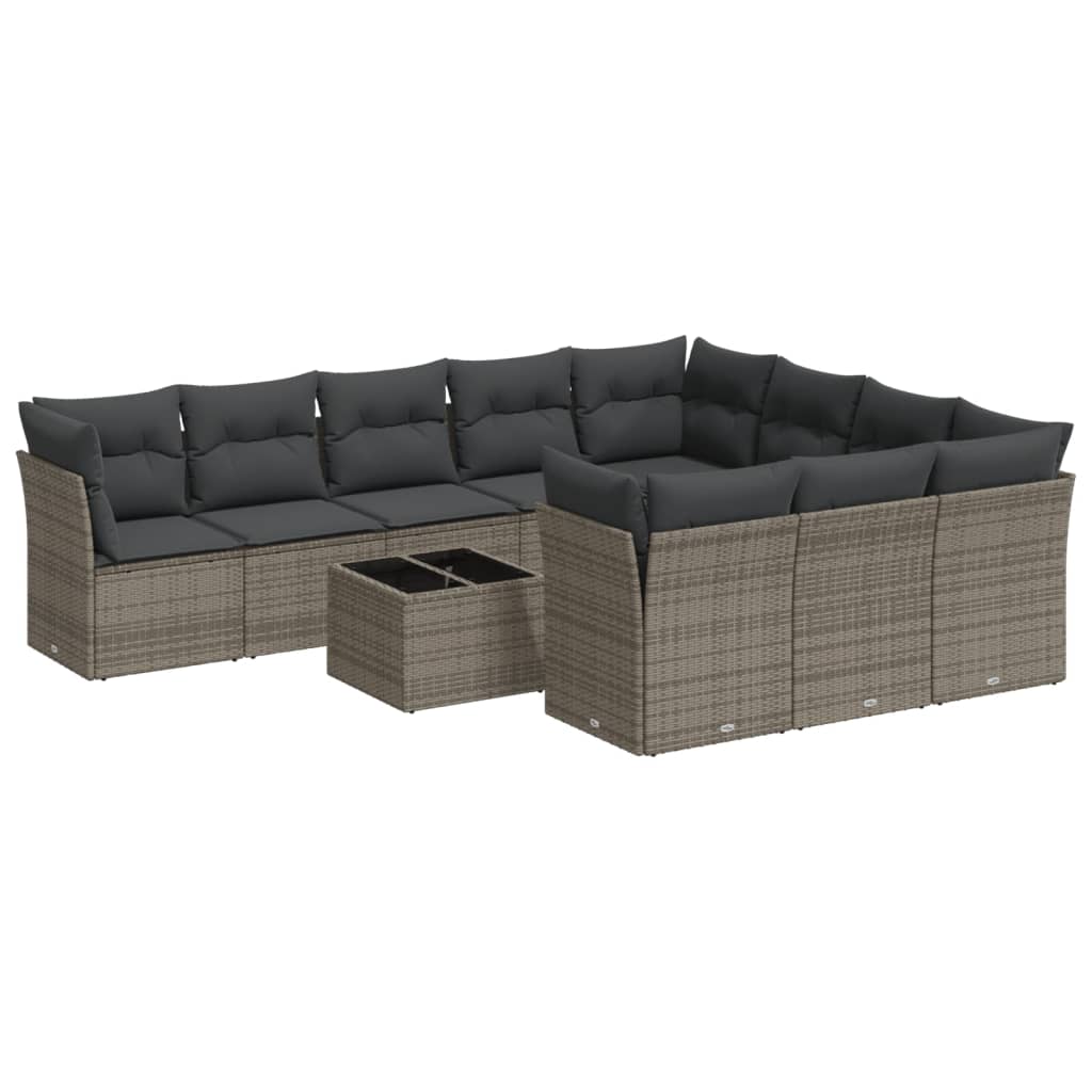 vidaXL Set canapele de grădină cu perne, 11 piese, gri, poliratan vidaXL Set canapele de grădină cu perne, 11 piese, gri, poliratan