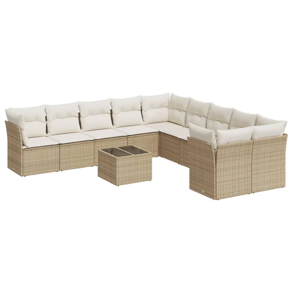 vidaXL Set canapele de grădină cu perne, 11 piese, bej, poliratan