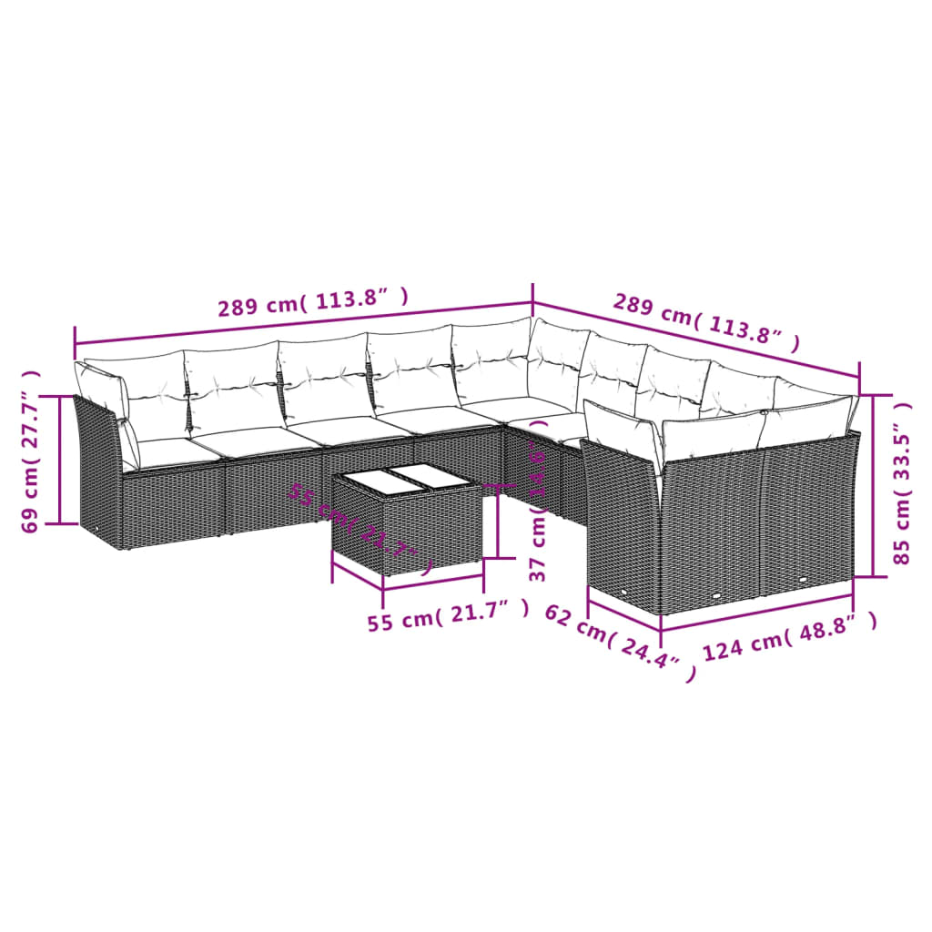 vidaXL Set canapele de grădină cu perne, 11 piese, bej, poliratan vidaXL Set canapele de grădină cu perne, 11 piese, bej, poliratan