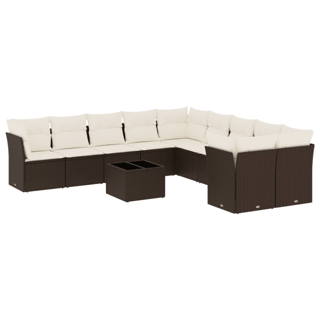 vidaXL Set canapele de grădină cu perne, 11 piese, maro, poliratan vidaXL Set canapele de grădină cu perne, 11 piese, maro, poliratan