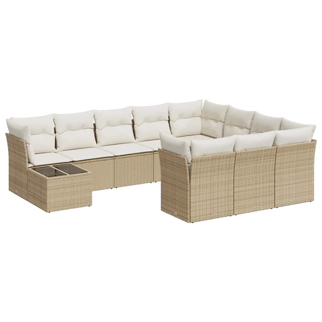 vidaXL Set canapele de grădină cu perne, 11 piese, bej, poliratan vidaXL Set canapele de grădină cu perne, 11 piese, bej, poliratan