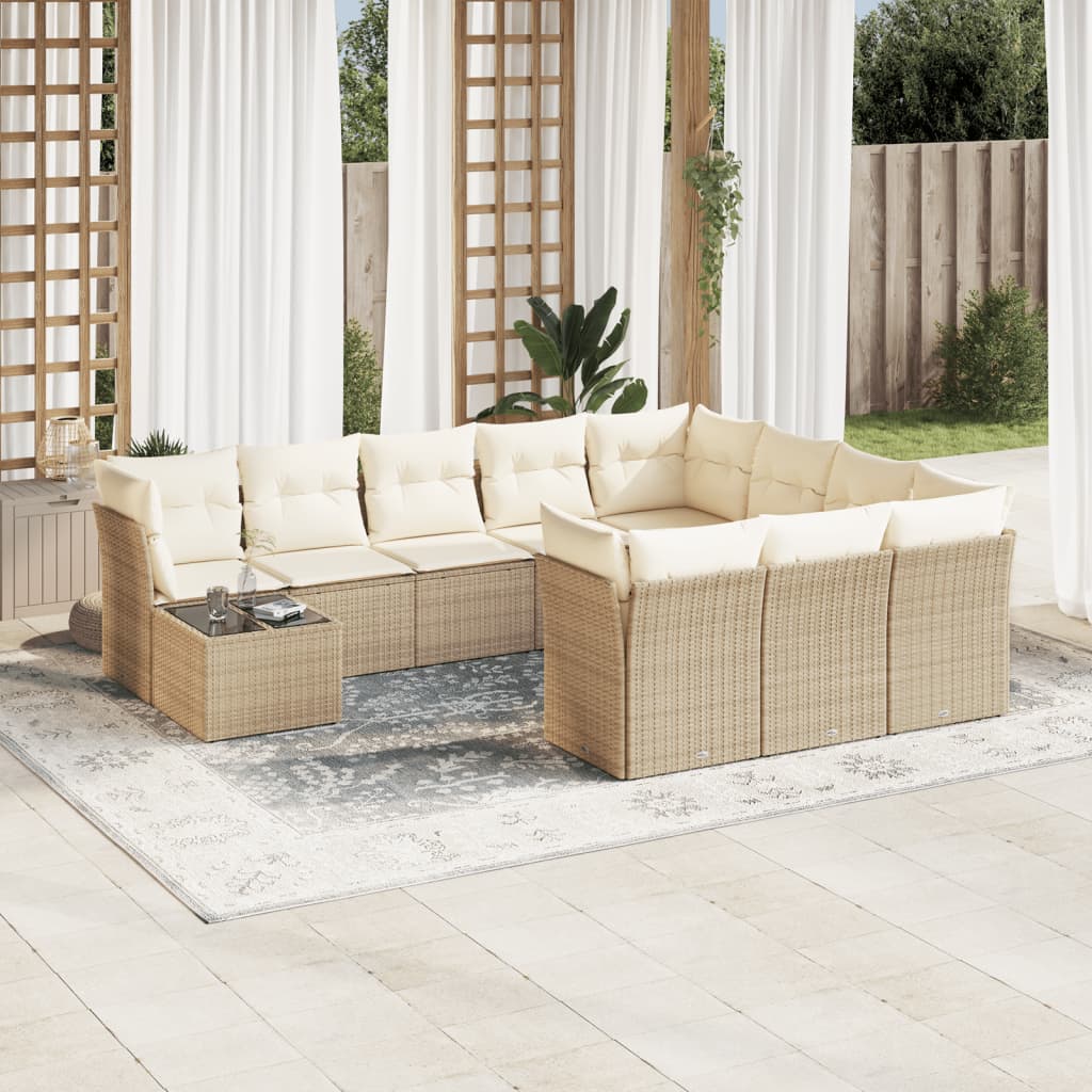 vidaXL Set canapele de grădină cu perne, 11 piese, bej, poliratan vidaXL Set canapele de grădină cu perne, 11 piese, bej, poliratan