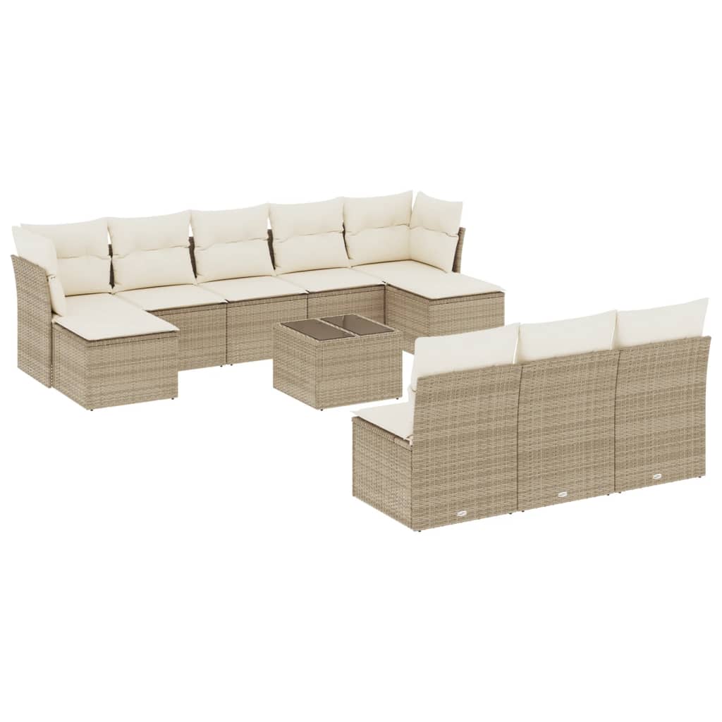 vidaXL Set canapele de grădină cu perne, 11 piese, bej, poliratan vidaXL Set canapele de grădină cu perne, 11 piese, bej, poliratan