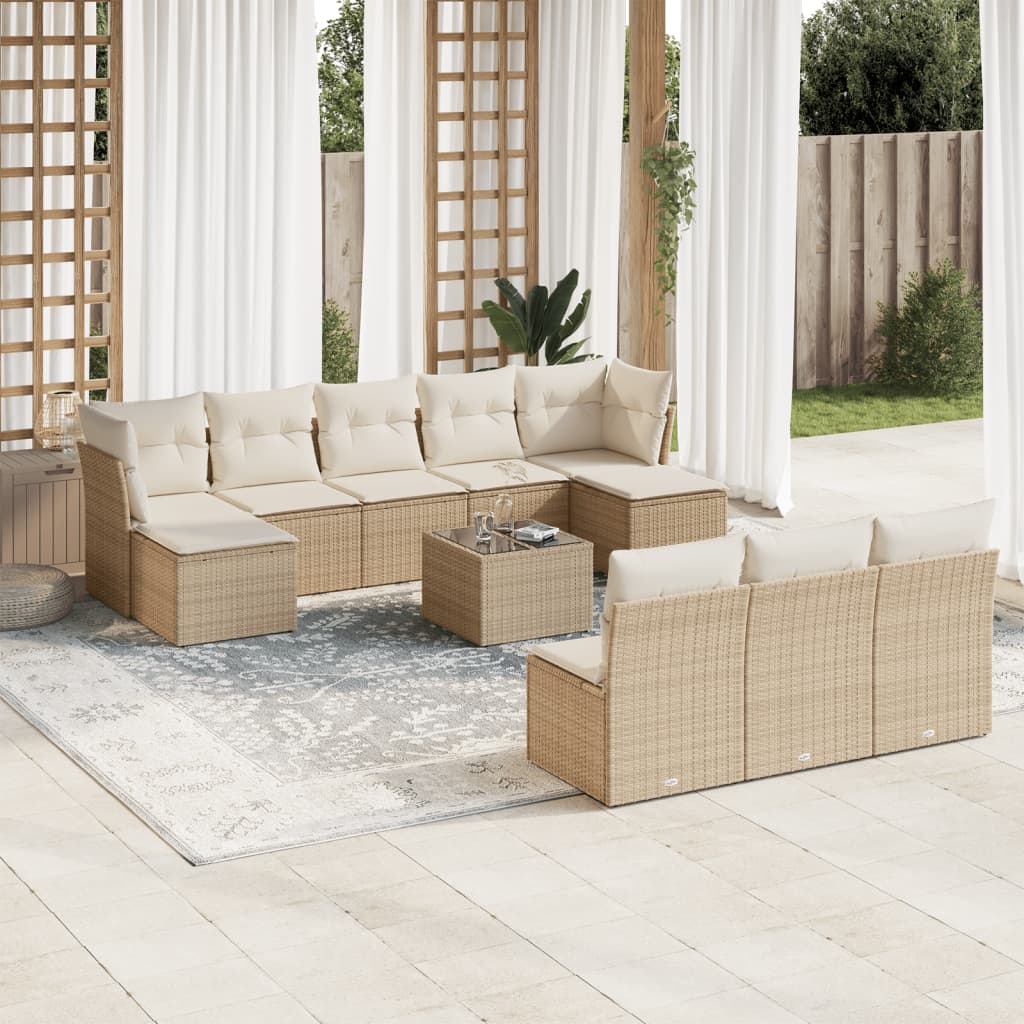 vidaXL Set canapele de grădină cu perne, 11 piese, bej, poliratan vidaXL Set canapele de grădină cu perne, 11 piese, bej, poliratan
