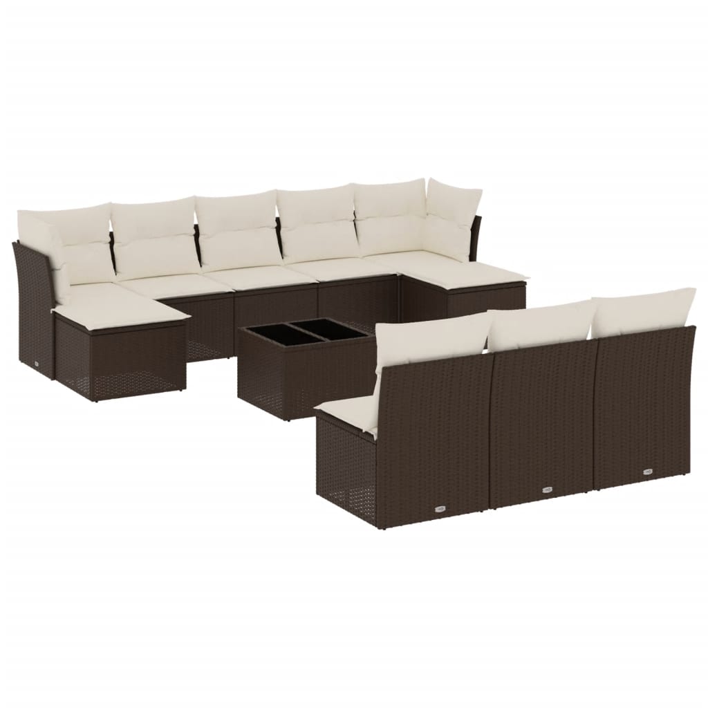 vidaXL Set canapele de grădină cu perne, 11 piese, maro, poliratan vidaXL Set canapele de grădină cu perne, 11 piese, maro, poliratan