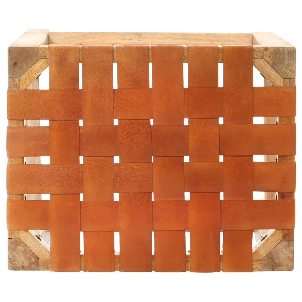 vidaXL Scaune de bar, 2 buc., maro, 60 cm, piele naturală