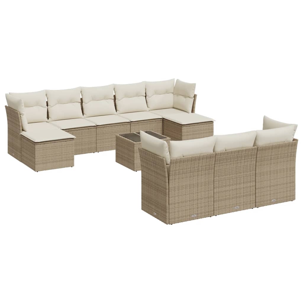 vidaXL Set canapele de grădină cu perne, 11 piese, bej, poliratan vidaXL Set canapele de grădină cu perne, 11 piese, bej, poliratan