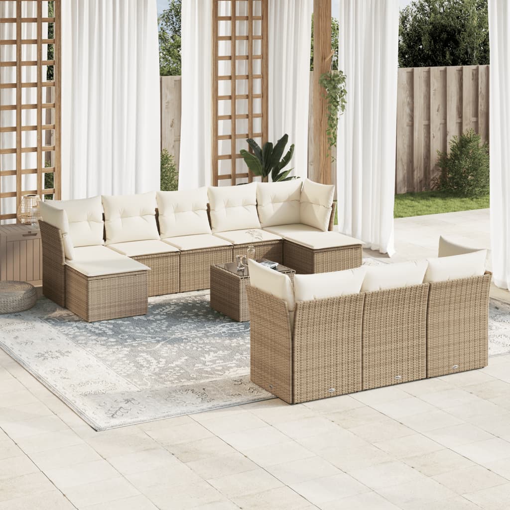 vidaXL Set canapele de grădină cu perne, 11 piese, bej, poliratan vidaXL Set canapele de grădină cu perne, 11 piese, bej, poliratan