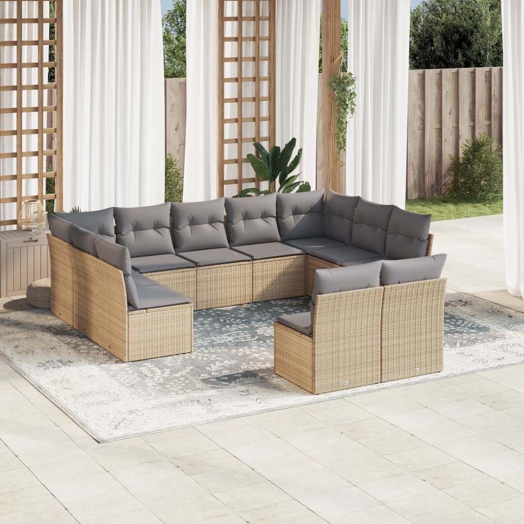 vidaXL Set canapele de grădină cu perne, 11 piese, bej, poliratan vidaXL Set canapele de grădină cu perne, 11 piese, bej, poliratan