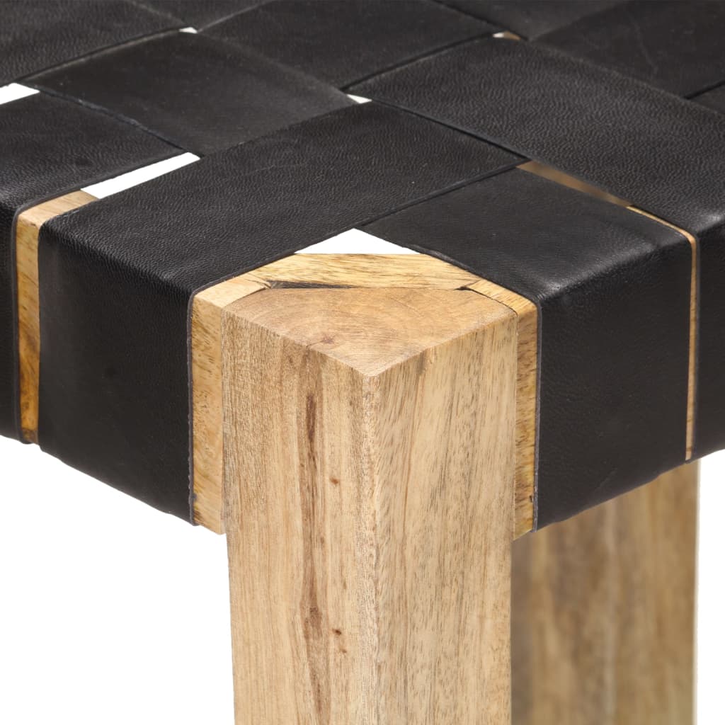 vidaXL Scaune de bar, 2 buc., negru, piele naturală, 75 cm vidaXL Scaune de bar, 2 buc., negru, piele naturală, 75 cm