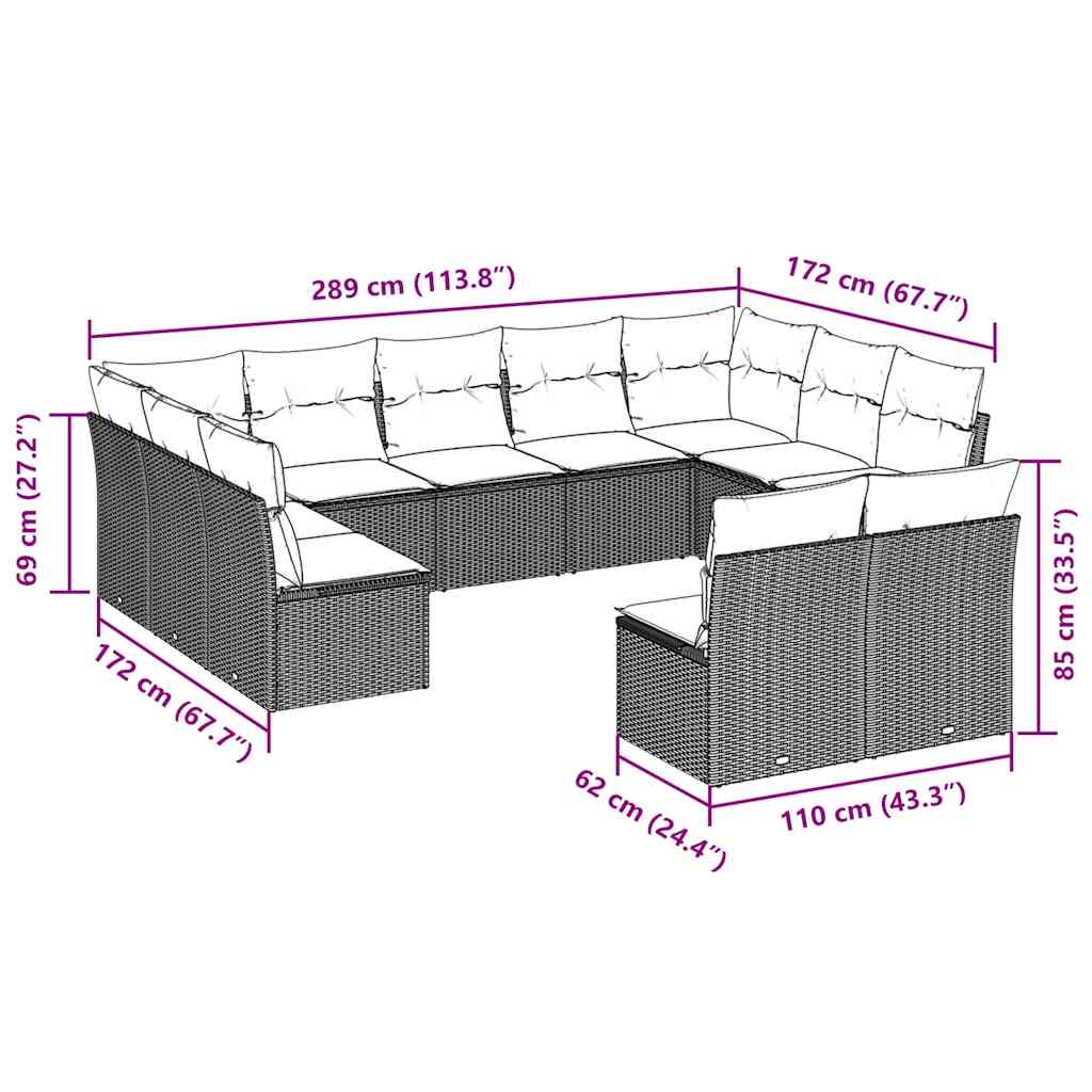 vidaXL Set canapele de grădină cu perne, 11 piese, maro, poliratan vidaXL Set canapele de grădină cu perne, 11 piese, maro, poliratan