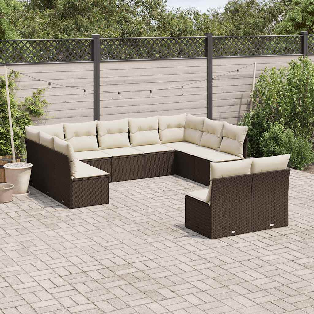 vidaXL Set canapele de grădină cu perne, 11 piese, maro, poliratan vidaXL Set canapele de grădină cu perne, 11 piese, maro, poliratan