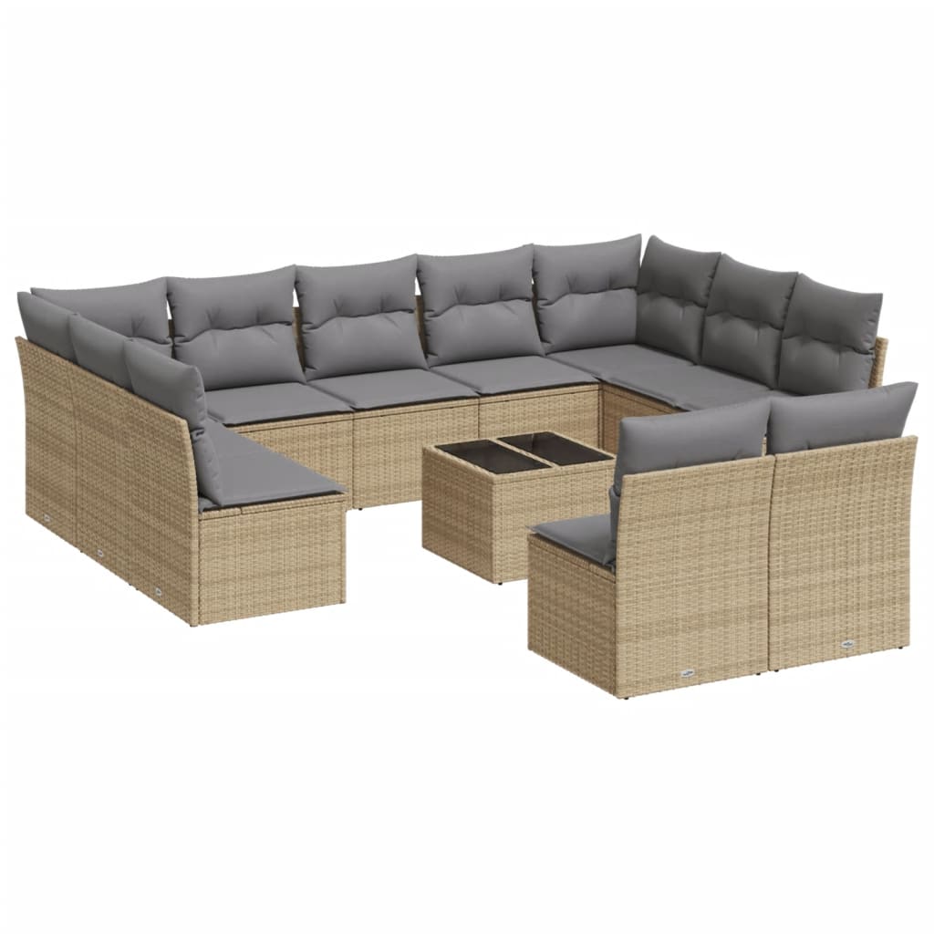 vidaXL Set canapele de grădină cu perne, 12 piese, bej, poliratan vidaXL Set canapele de grădină cu perne, 12 piese, bej, poliratan