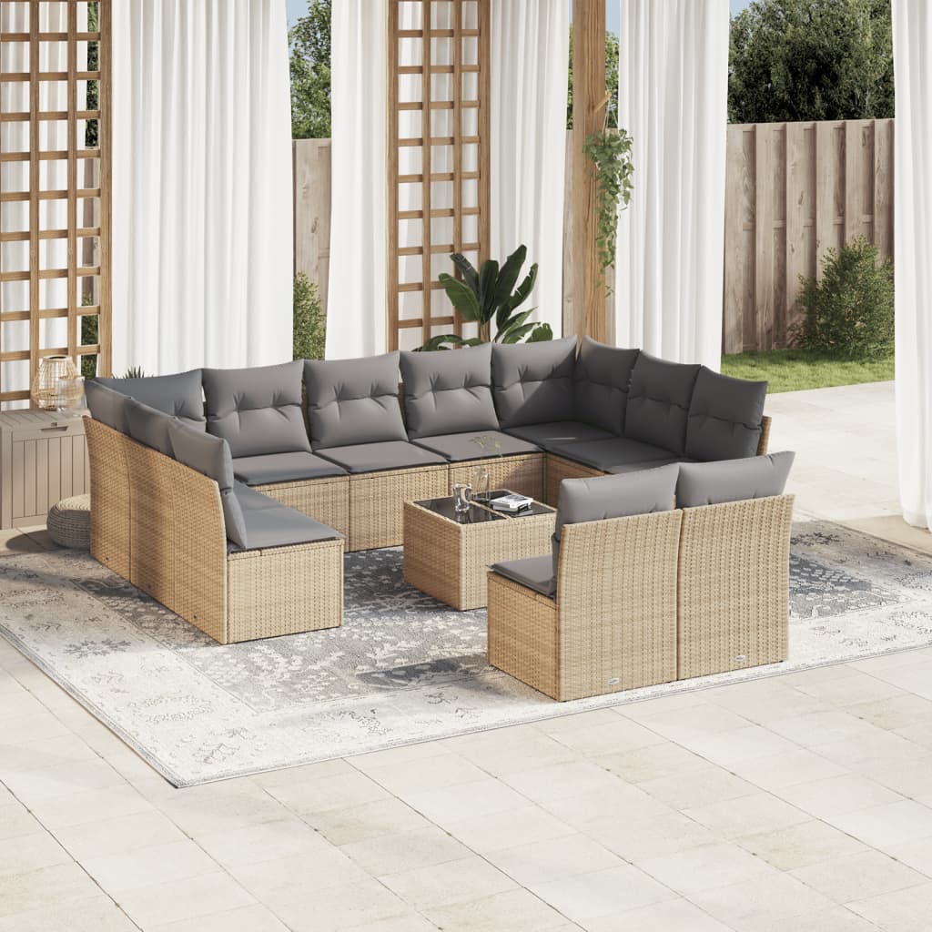 vidaXL Set canapele de grădină cu perne, 12 piese, bej, poliratan vidaXL Set canapele de grădină cu perne, 12 piese, bej, poliratan